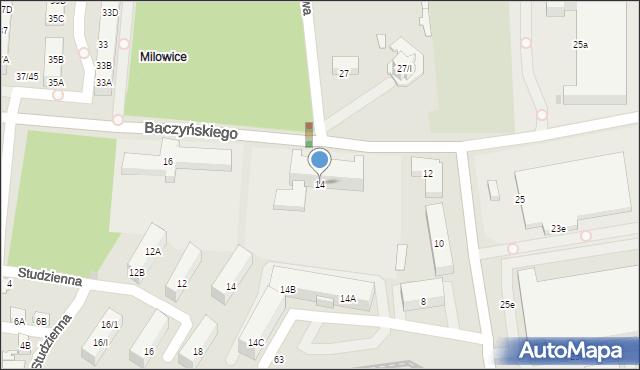 Sosnowiec, Baczyńskiego Krzysztofa Kamila, 14, mapa Sosnowca