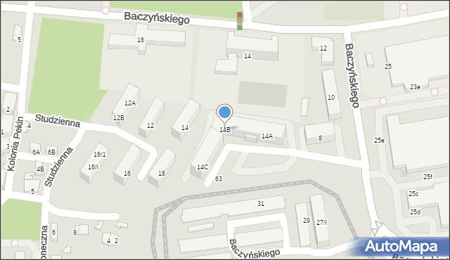 Sosnowiec, Baczyńskiego Krzysztofa Kamila, 14B, mapa Sosnowca