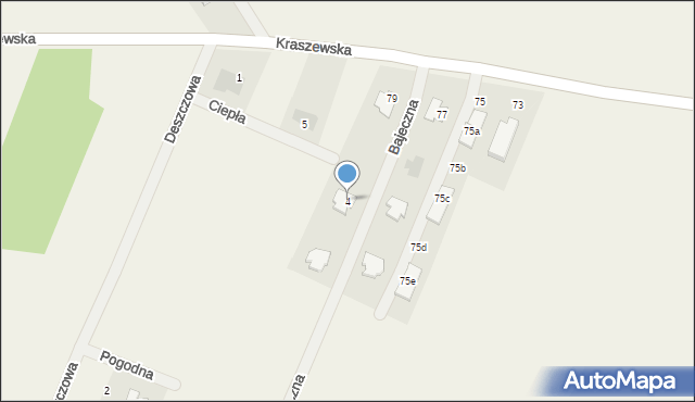 Stary Kraszew, Bajeczna, 4, mapa Stary Kraszew