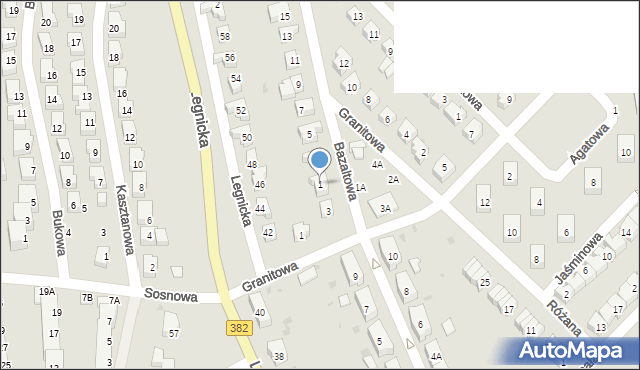 Strzegom, Bazaltowa, 1, mapa Strzegom