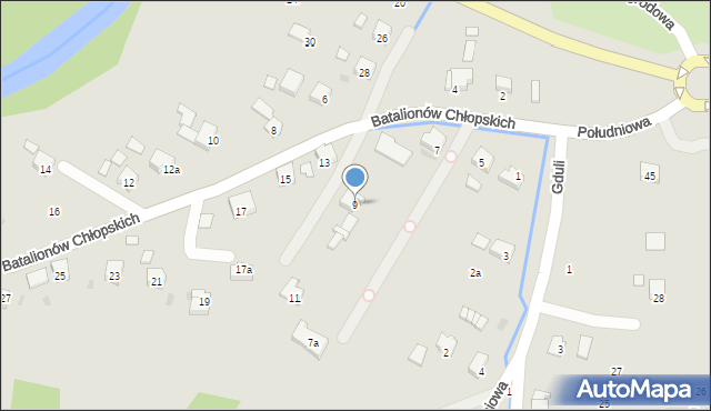 Strzyżów, Batalionów Chłopskich, 9, mapa Strzyżów