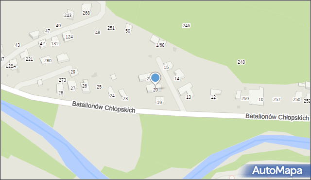 Sucha Beskidzka, Batalionów Chłopskich, 20, mapa Sucha Beskidzka