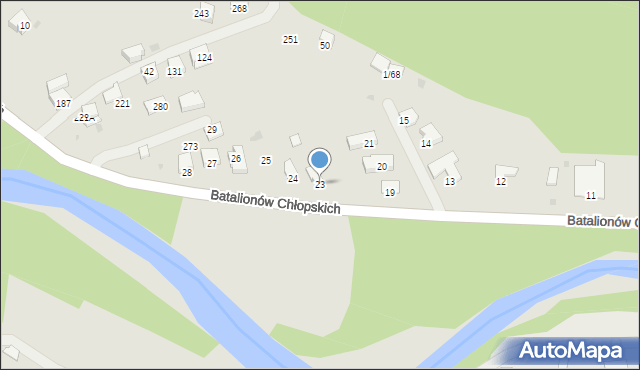 Sucha Beskidzka, Batalionów Chłopskich, 279, mapa Sucha Beskidzka