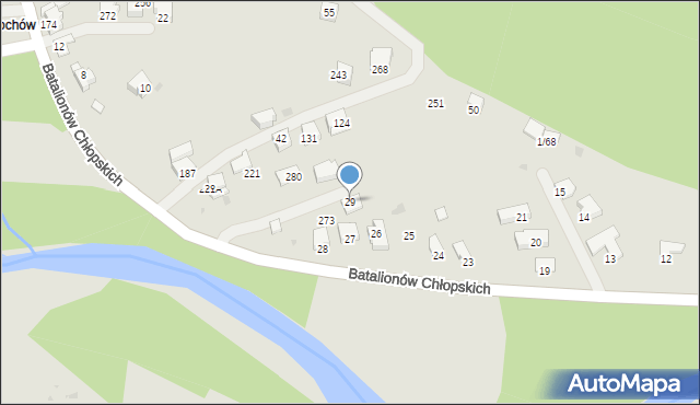 Sucha Beskidzka, Batalionów Chłopskich, 29, mapa Sucha Beskidzka