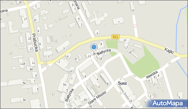 Susz, Bałtycka, 15, mapa Susz