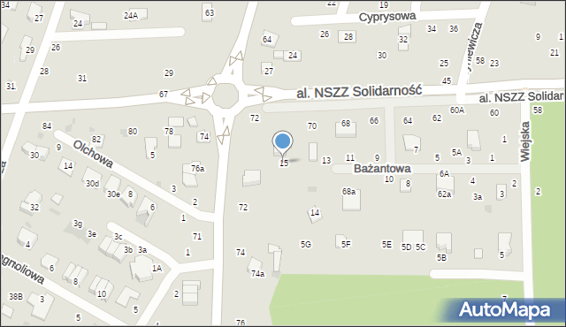 Świdnik, Bażantowa, 15, mapa Świdnika