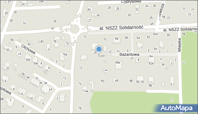 Świdnik, Bażantowa, 16, mapa Świdnika