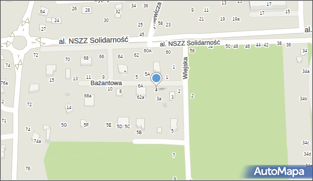 Świdnik, Bażantowa, 4, mapa Świdnika