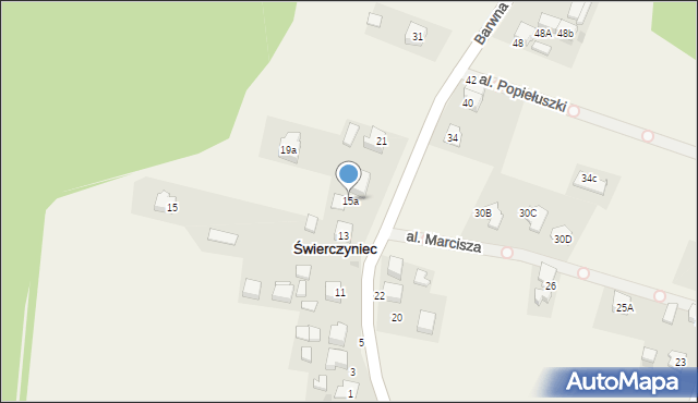 Świerczyniec, Barwna, 15a, mapa Świerczyniec