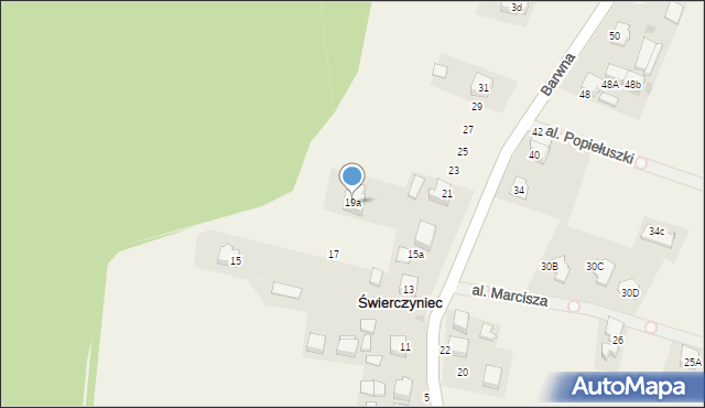 Świerczyniec, Barwna, 19a, mapa Świerczyniec