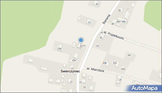 Świerczyniec, Barwna, 21, mapa Świerczyniec