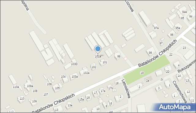 Szczecin, Batalionów Chłopskich, 101a, mapa Szczecina