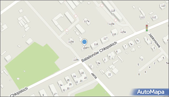 Szczecin, Batalionów Chłopskich, 119, mapa Szczecina