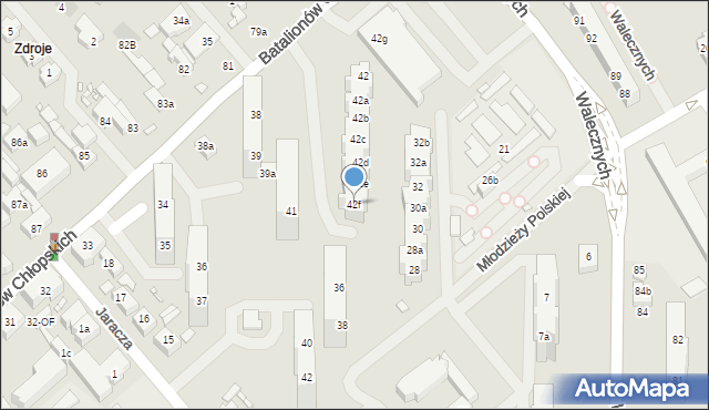 Szczecin, Batalionów Chłopskich, 42f, mapa Szczecina