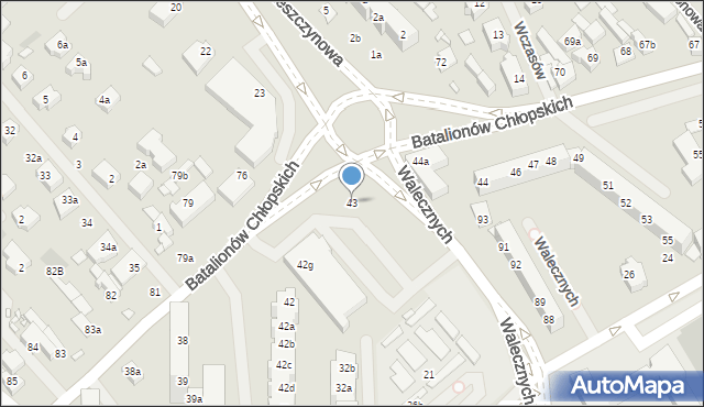 Szczecin, Batalionów Chłopskich, 43, mapa Szczecina