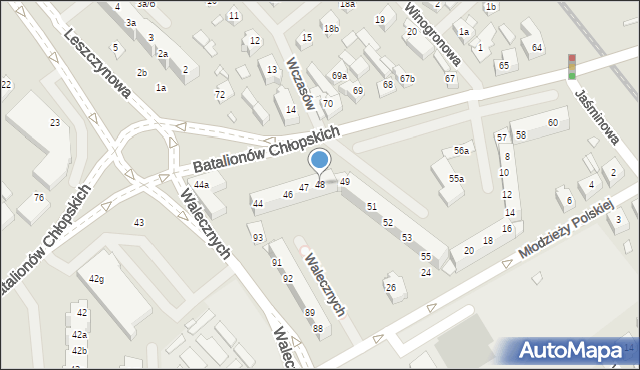 Szczecin, Batalionów Chłopskich, 48, mapa Szczecina