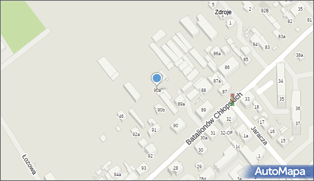 Szczecin, Batalionów Chłopskich, 90a, mapa Szczecina