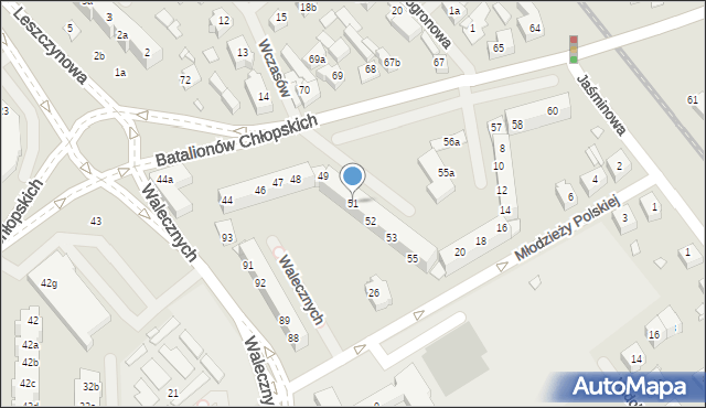 Szczecin, Batalionów Chłopskich, 51, mapa Szczecina