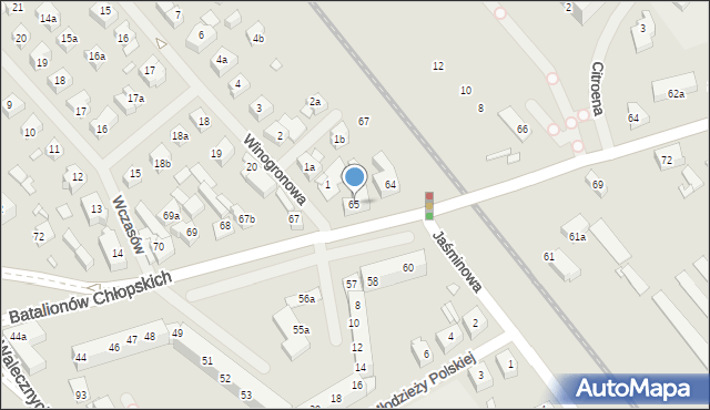 Szczecin, Batalionów Chłopskich, 65, mapa Szczecina