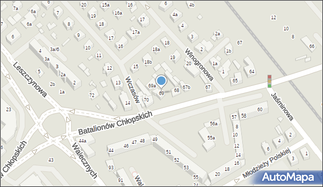 Szczecin, Batalionów Chłopskich, 69, mapa Szczecina