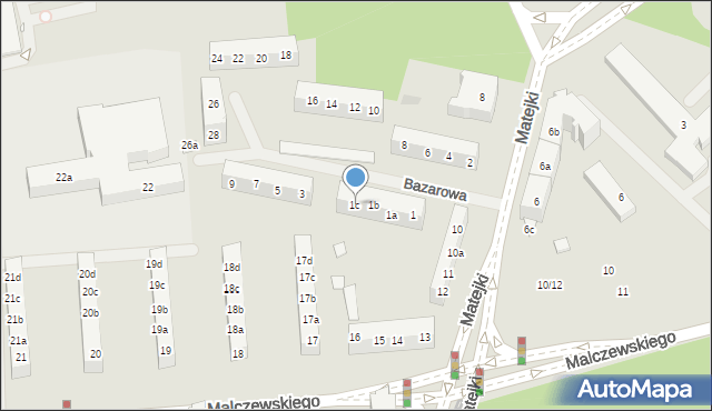 Szczecin, Bazarowa, 1c, mapa Szczecina