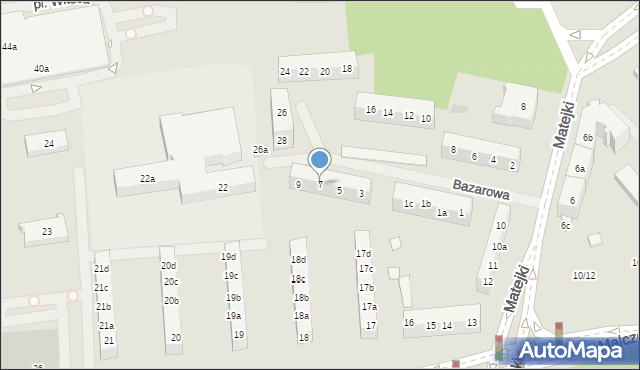 Szczecin, Bazarowa, 7, mapa Szczecina