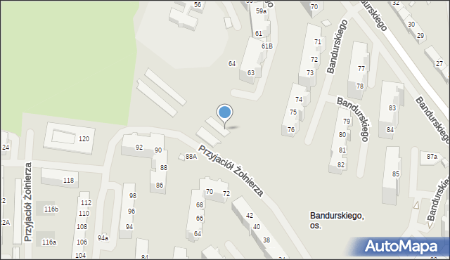 Szczecin, Bandurskiego Władysława, ks. bp., 64, mapa Szczecina