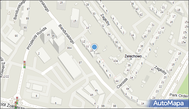 Szczecin, Bandurskiego Władysława, ks. bp., 9, mapa Szczecina