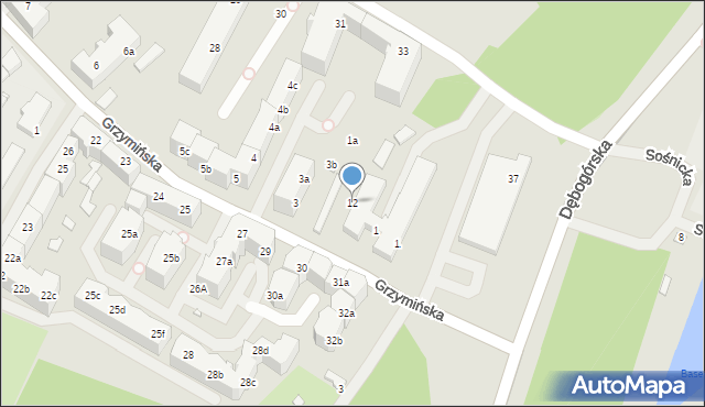 Szczecin, Bardzińska, 12, mapa Szczecina