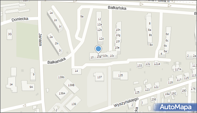 Tarnowskie Góry, Bałkańska, 10a, mapa Tarnowskie Góry