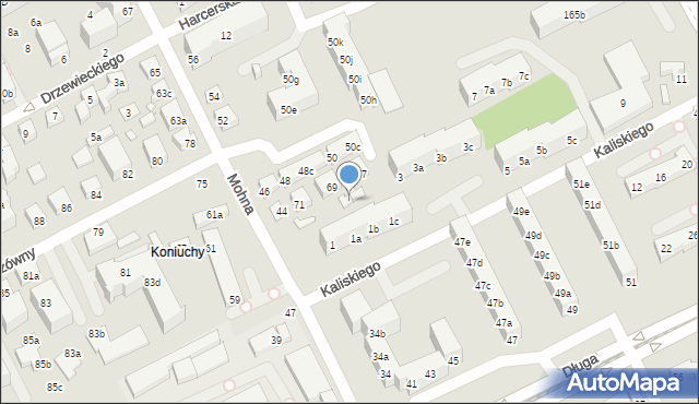 Toruń, Bartkiewiczówny Janiny, 69a, mapa Torunia