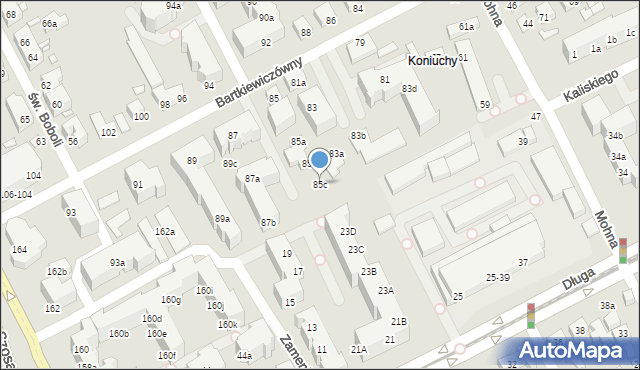 Toruń, Bartkiewiczówny Janiny, 85c, mapa Torunia