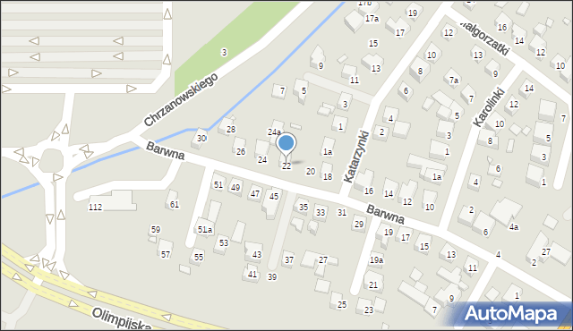 Toruń, Barwna, 22, mapa Torunia