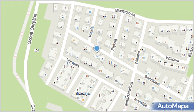 Toruń, Baśniowa, 14, mapa Torunia