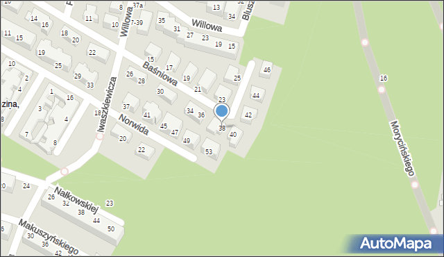 Toruń, Baśniowa, 38, mapa Torunia
