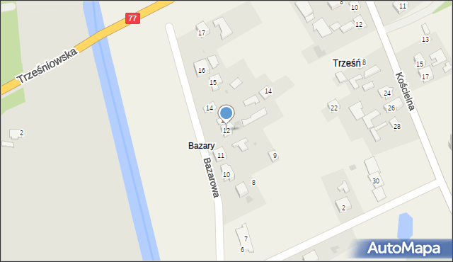 Trześń, Bazarowa, 12, mapa Trześń