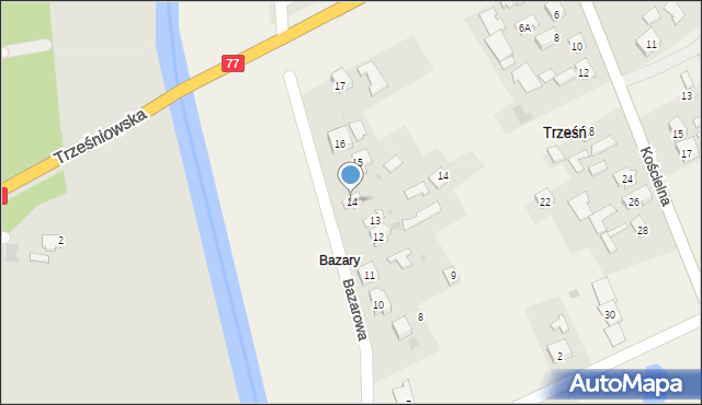 Trześń, Bazarowa, 14, mapa Trześń