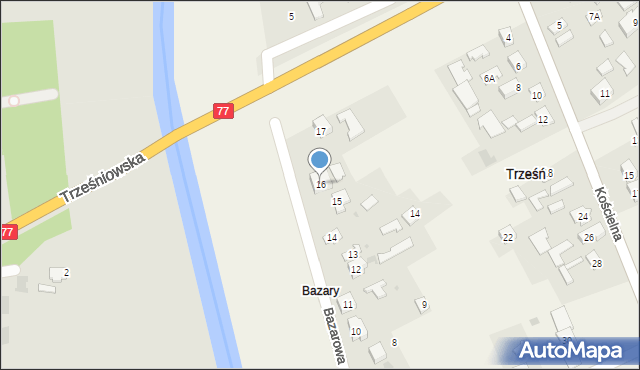 Trześń, Bazarowa, 16, mapa Trześń