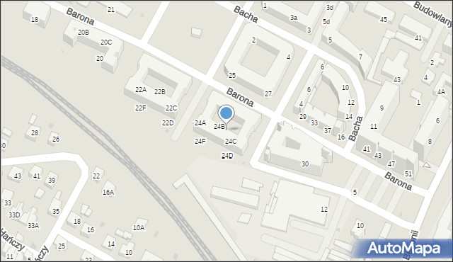 Tychy, Barona Jana, 24J, mapa Tychów