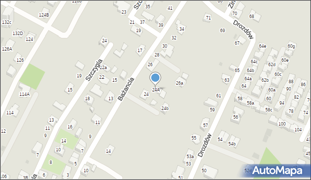 Tychy, Bażancia, 24A, mapa Tychów