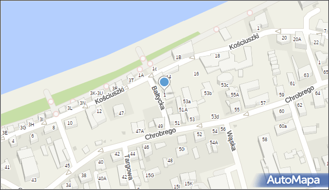 Ustronie Morskie, Bałtycka, 1, mapa Ustronie Morskie