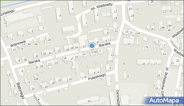 Wadowice, Barska, 7, mapa Wadowice