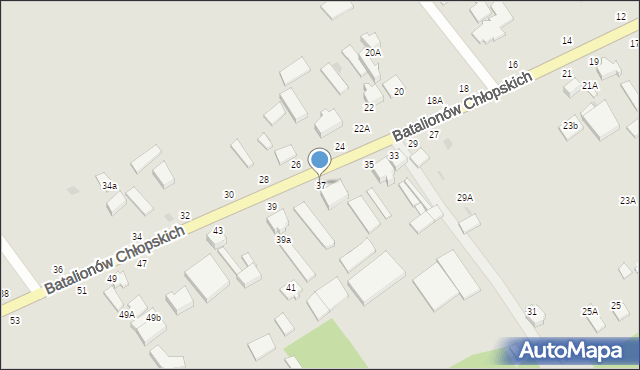 Warka, Batalionów Chłopskich, 37, mapa Warka