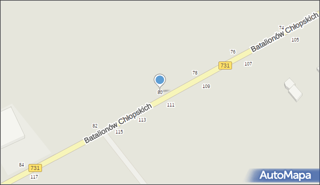 Warka, Batalionów Chłopskich, 80, mapa Warka