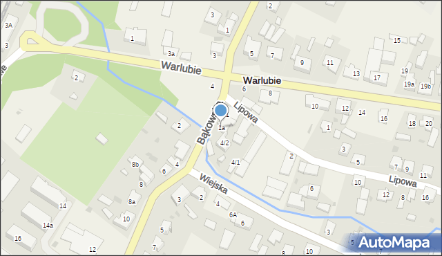 Warlubie, Bąkowska, 1a, mapa Warlubie