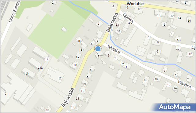 Warlubie, Bąkowska, 3, mapa Warlubie