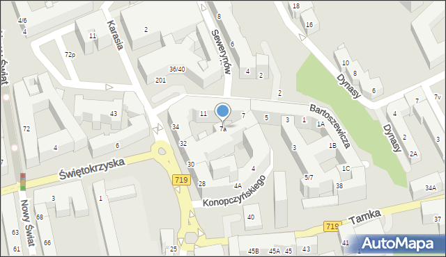 Warszawa, Bartoszewicza Juliana, 7a, mapa Warszawy