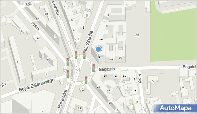 Warszawa, Bagatela, 14, mapa Warszawy
