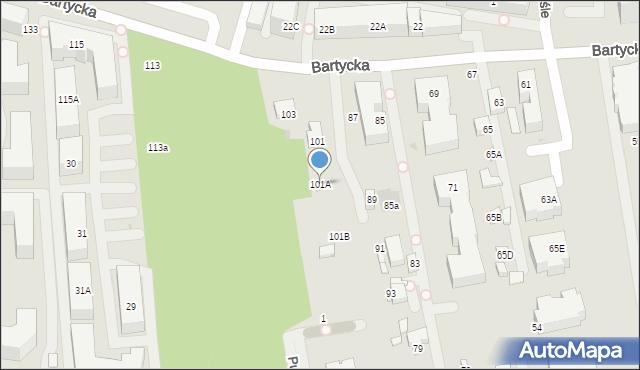 Warszawa, Bartycka, 101A, mapa Warszawy