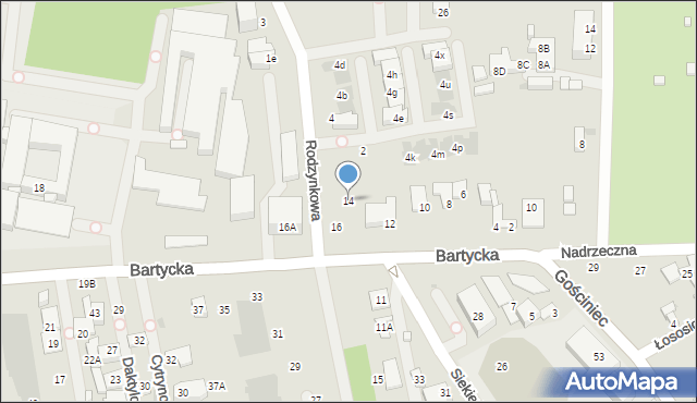 Warszawa, Bartycka, 14, mapa Warszawy